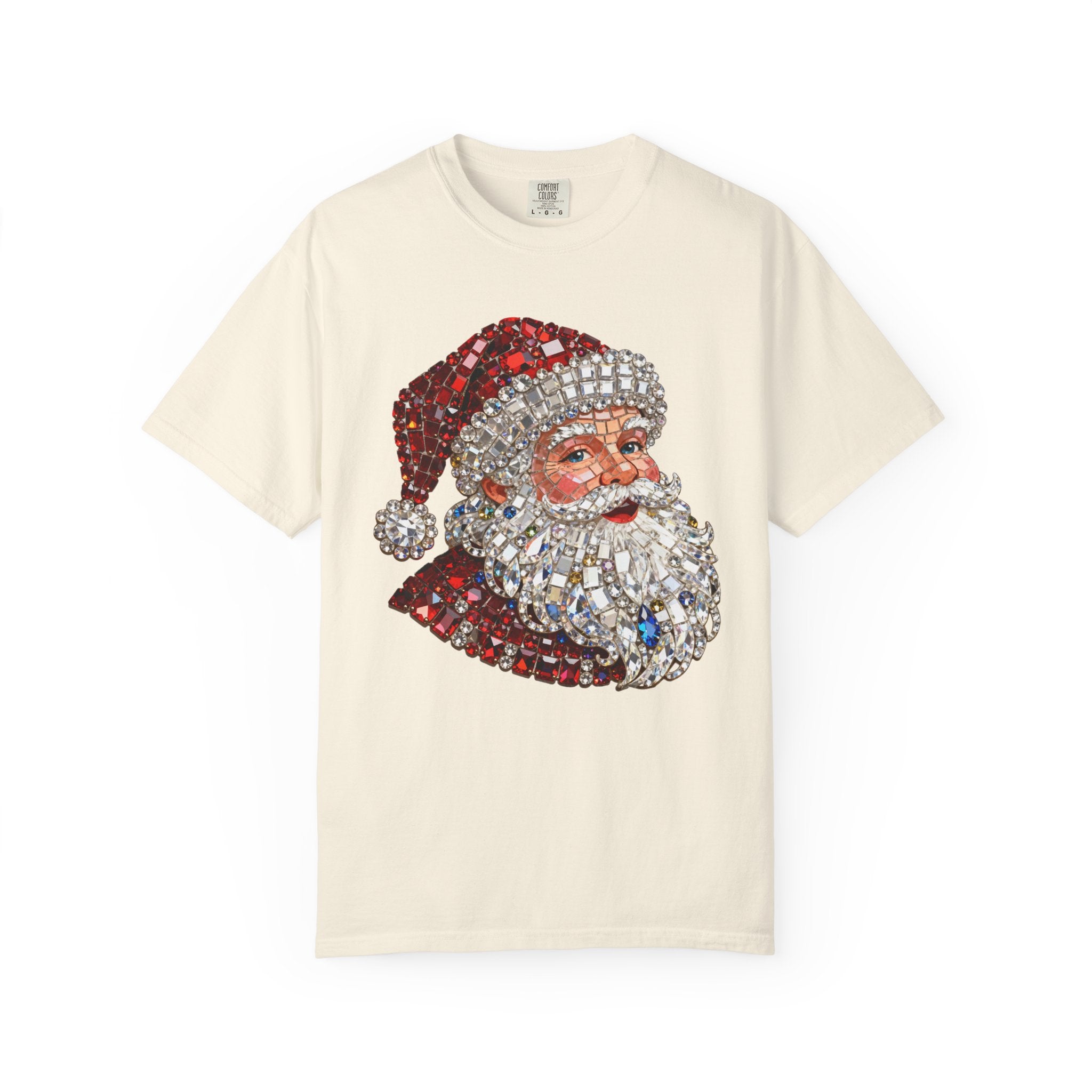 Rhinestone Santa Png, Bling Christmas Png, Crystal Mosaic Holiday Sublimation, Jeweled Santa Claus Shirt,