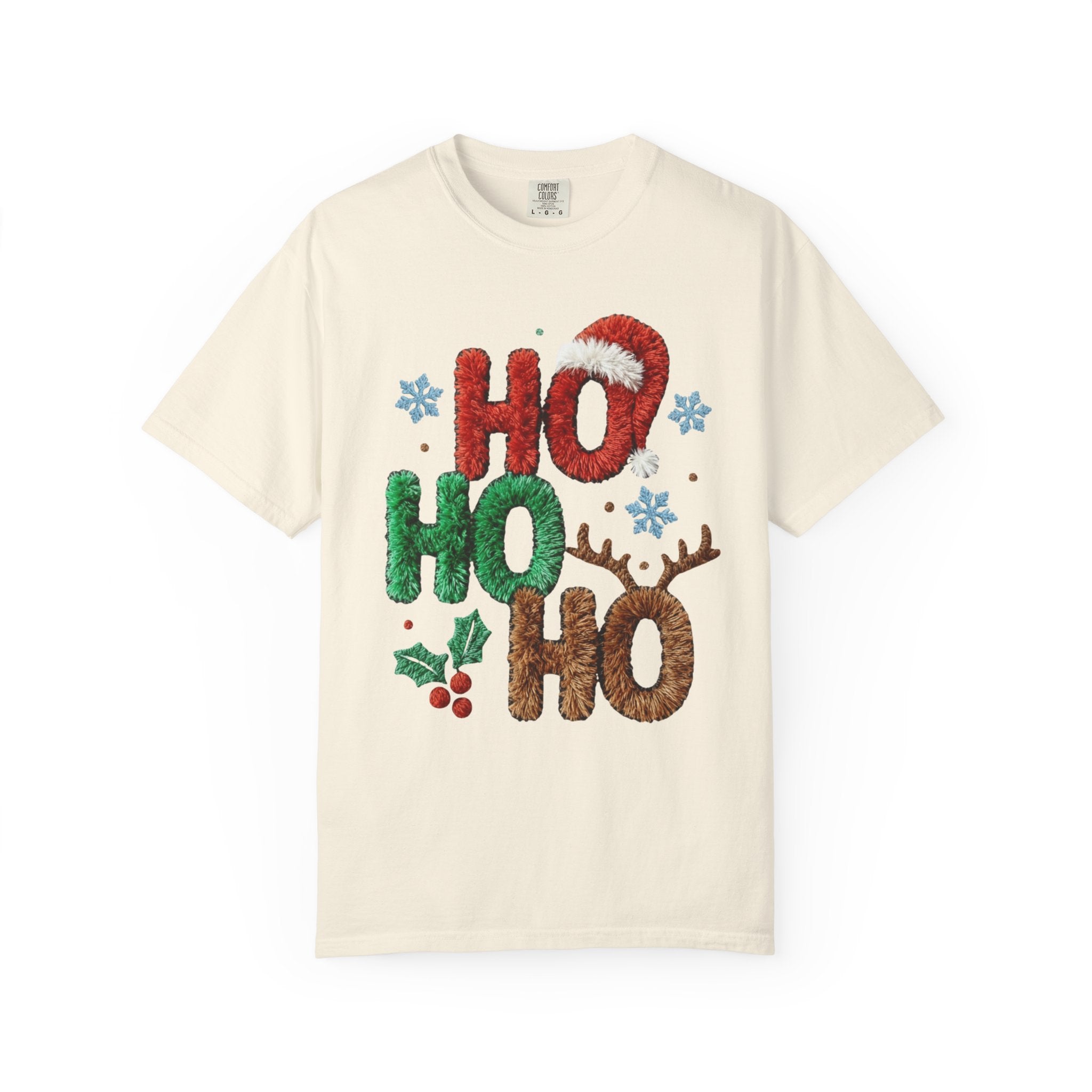 Faux Yarn Ho Ho Ho Christmas T-Shirt