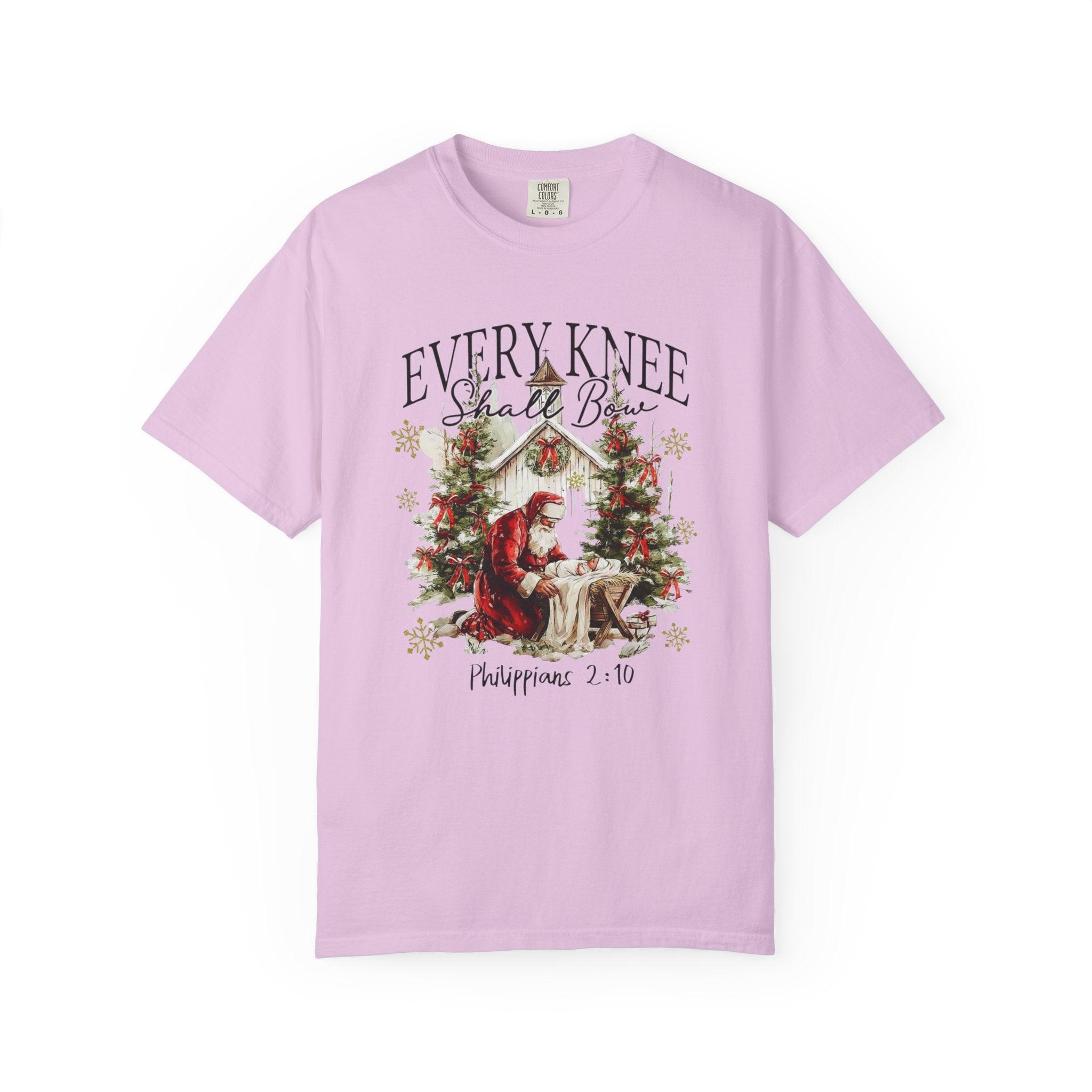 Every Knee Shall Bow T-shirt, Santa Claus Christmas Shirt, Keeling Santa Shirt, Baby Jesus Shirt, Christmas Shirt