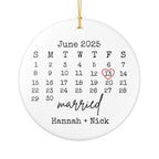 Married Ornament, Wedding Gift, Wedding Date ornament, Heart Calendar, Anniversary Gift, Our First Christmas, Newlywed Gift, Wedding Gift