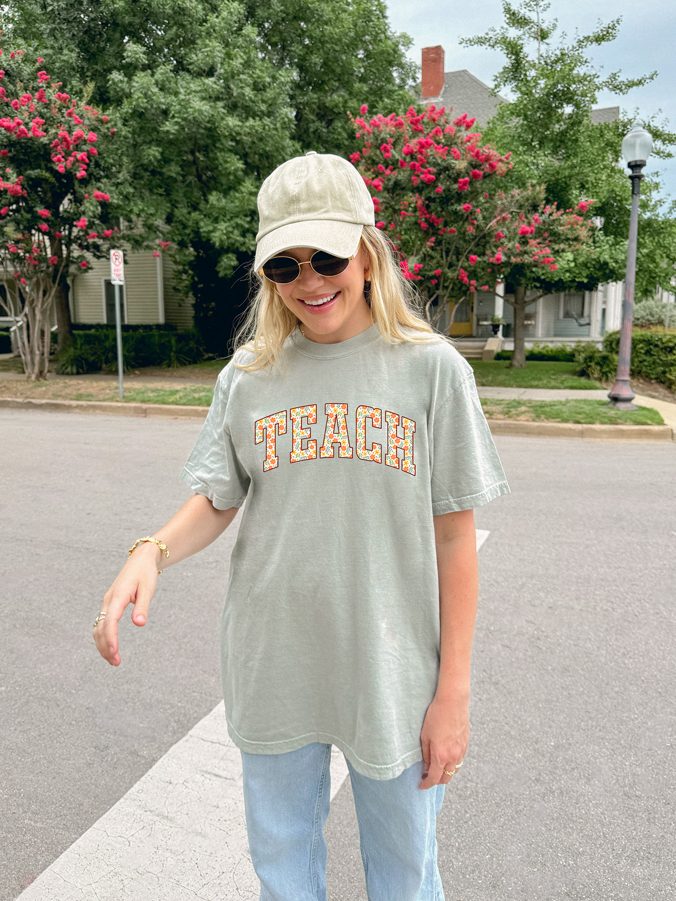 Comfort Colors® Floral Teach Shirt, Fall Teacher Shirt, Cozy Teach Shirt, Teacher Appreciation, Back to School Gift, Retro Teacher Shirt