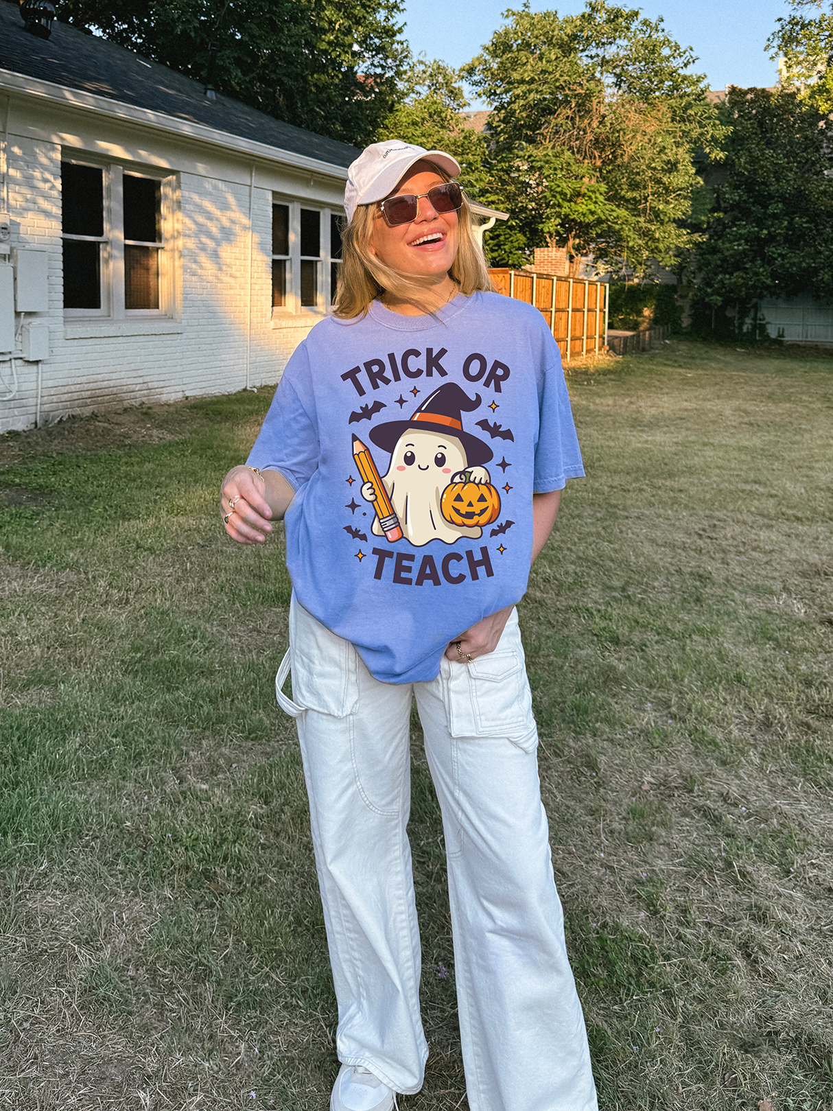 Comfort Colors® Teacher Halloween Shirt, Halloween Teacher Shirt, Trick or Teach Shirt, Spooky Teacher T-shirt, Retro Ghost Teacher Shirt