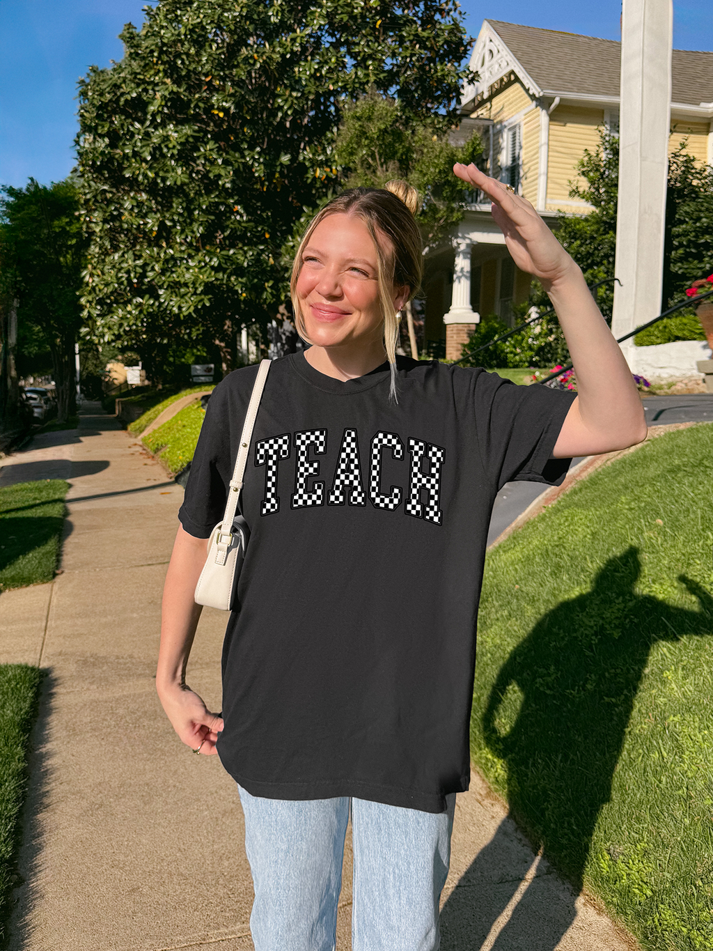 Comfort Colors® Checkered Teacher Shirt Gift for Teacher, Retro Teach Tee, Teacher Appreciation, Teacher Graduation, Student Teacher Gift