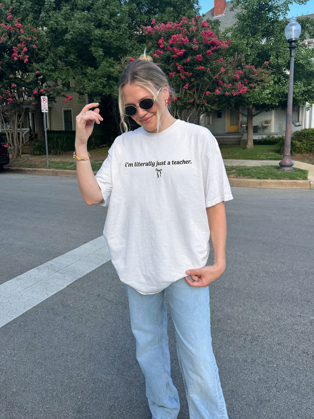 Comfort Colors® I’m Literally Just a Teacher Shirt, Funny Teacher Shirt, Back to School Shirt, Coquette Teacher Tee, Teacher Appreciation