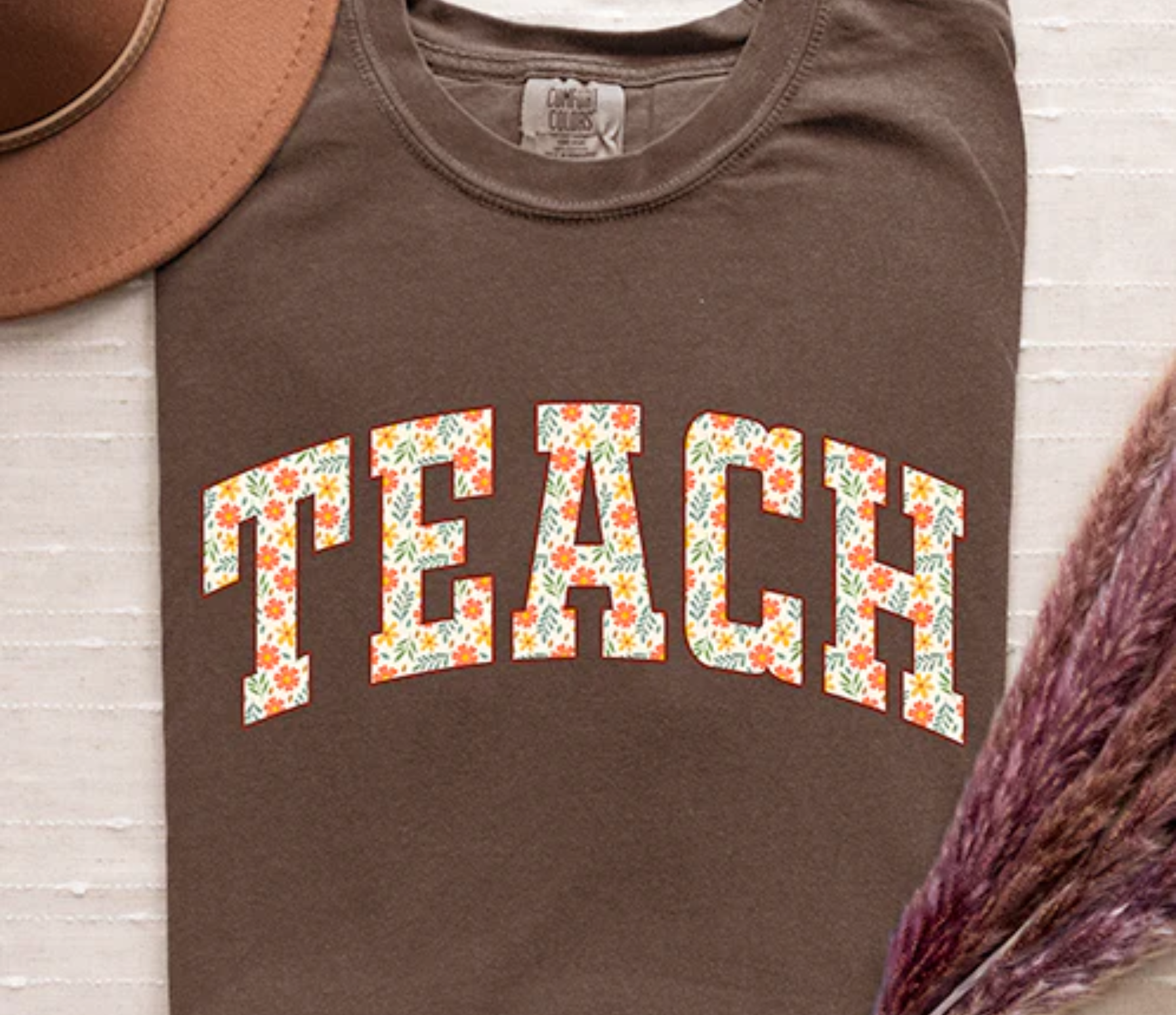 Comfort Colors® Floral Teach Shirt, Fall Teacher Shirt, Cozy Teach Shirt, Teacher Appreciation, Back to School Gift, Retro Teacher Shirt