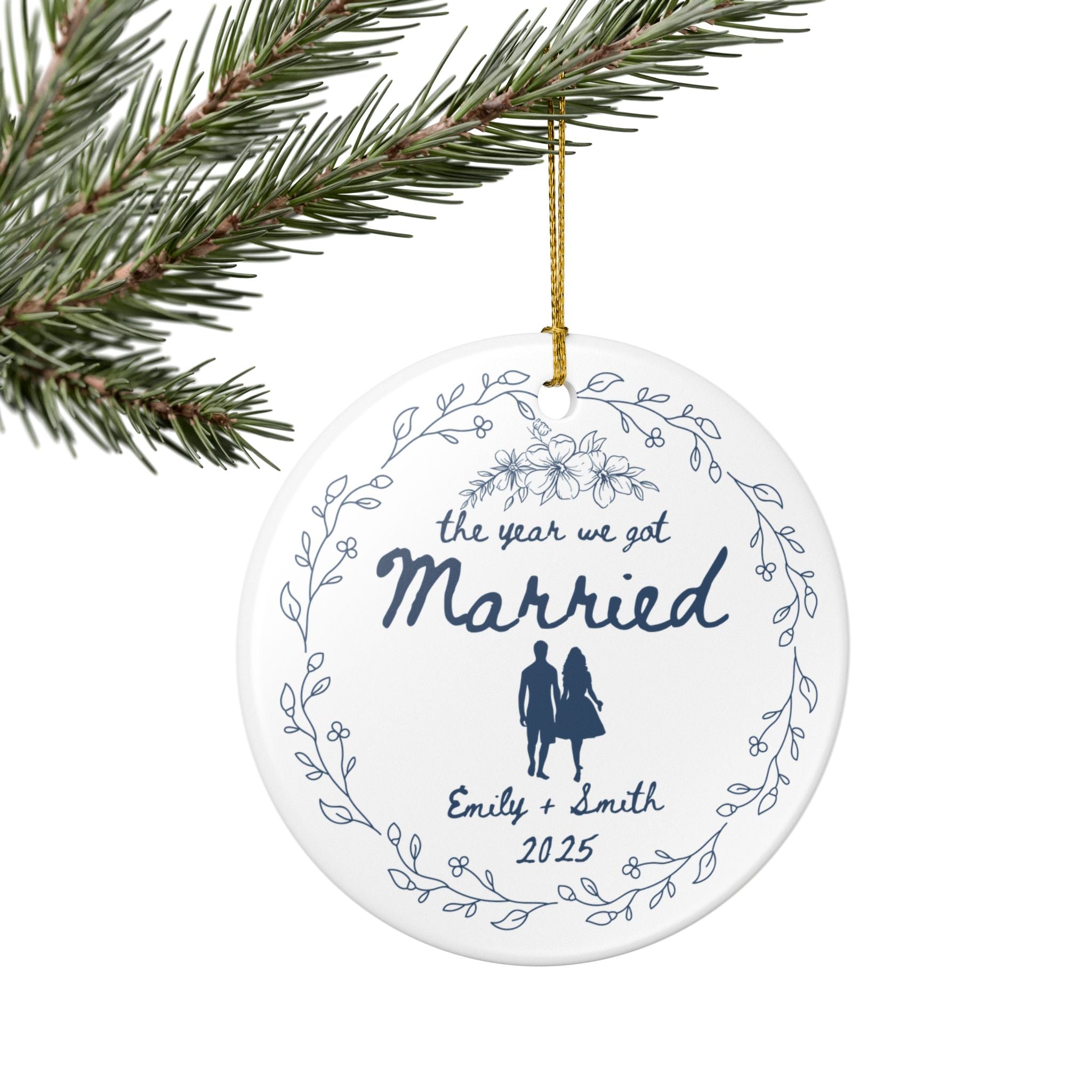 Personalized Wedding Ornament 2025, The Year We Got Married Ornament, Custom Couple Names Christmas Ornament, Newlywed Holiday Gift Keepsake