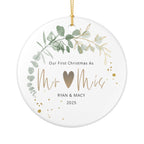 First Christmas Married Ornament, Gift for Newlywed Couple,Personalized Gift First Christmas AS Mr & Mrs Ornament,Gift for Married Christmas