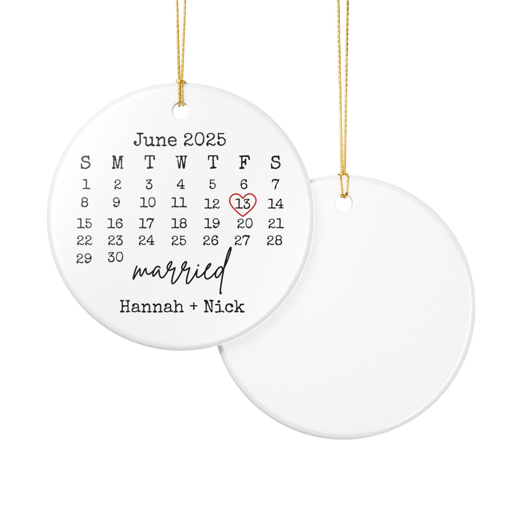 Married Ornament, Wedding Gift, Wedding Date ornament, Heart Calendar, Anniversary Gift, Our First Christmas, Newlywed Gift, Wedding Gift