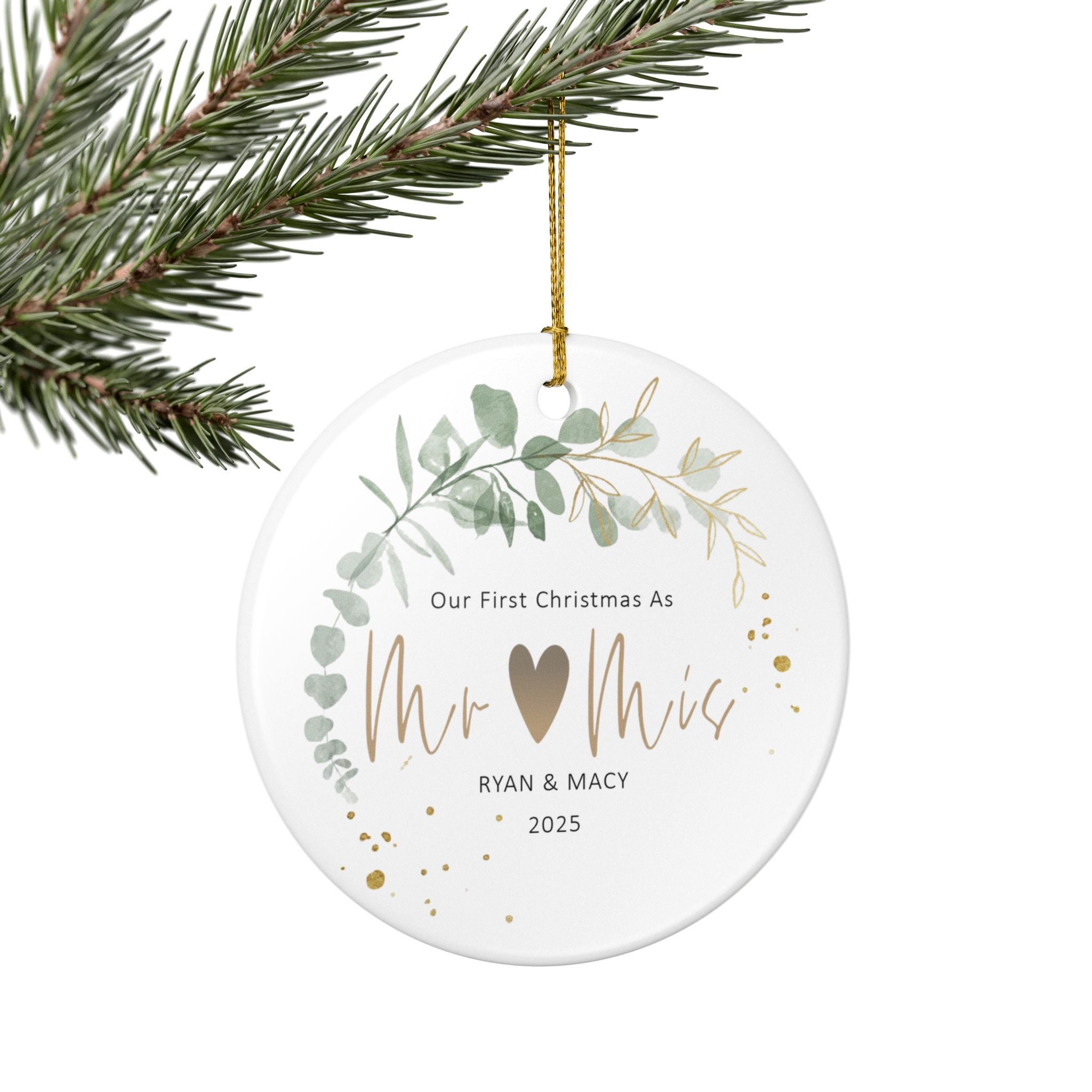 First Christmas Married Ornament, Gift for Newlywed Couple,Personalized Gift First Christmas AS Mr & Mrs Ornament,Gift for Married Christmas