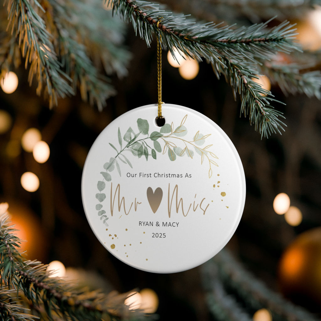 First Christmas Married Ornament, Gift for Newlywed Couple,Personalized Gift First Christmas AS Mr & Mrs Ornament,Gift for Married Christmas